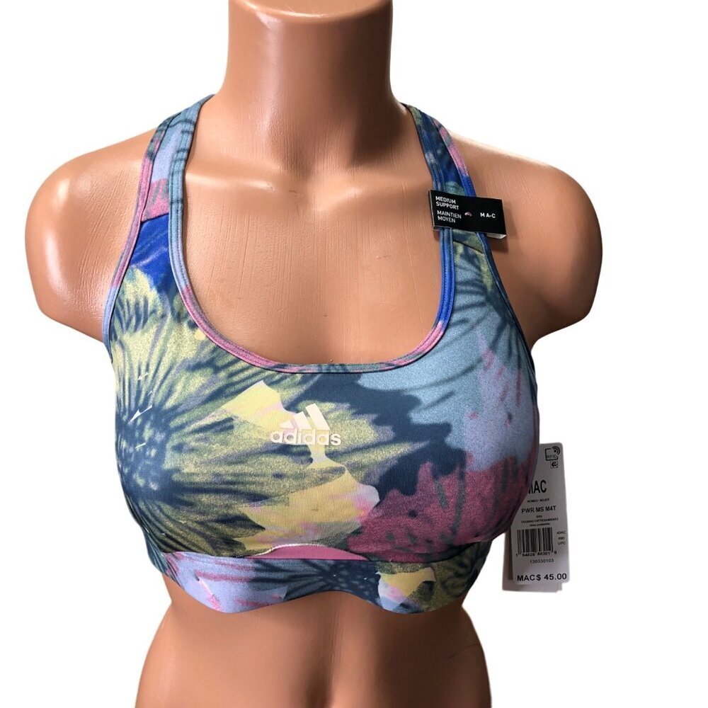 ADIDAS ORIGINAL Power Mesh Sports Bra In Bliss Pink/ White MD A-C NWT